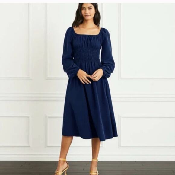 Hill House Home Jasmine Nap Dress Lyocell Smocked Soft Blue Midi Cottagecore M - Picture 10 of 10